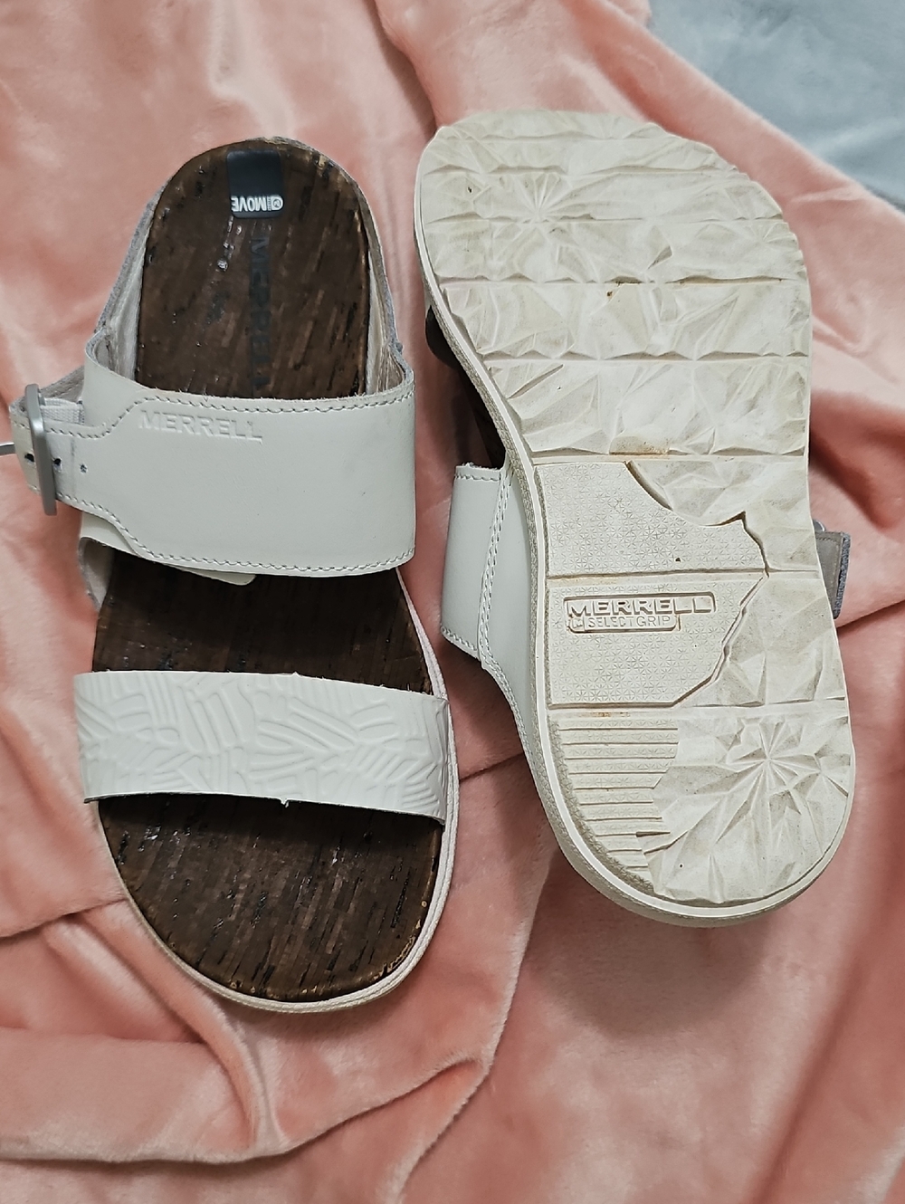 Merrell Women's Cream Two-Strap Slide Sandals